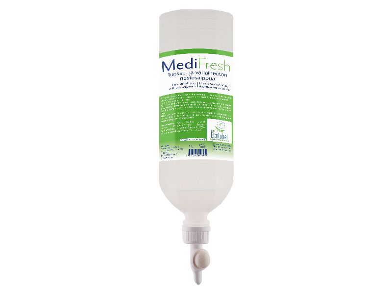 MediFresh Tuoksu-ja väriaineeton nestesaippua 1 l dispenso Ecolabel